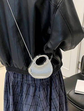 حقيبة يد صغيرة جديدة من الأكريليك، حقيبة كلاتش موضة، حقيبة مسائية بشكل هلال مقمرة قابلة للفصل مع سلسلة قابلة للإزالة