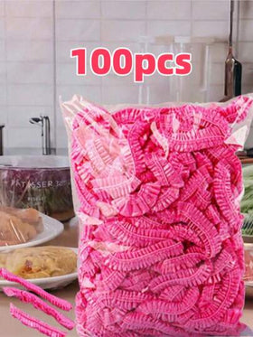 100 قطعة من أغشية تغليف الطعام، أغطية رؤوس الحمام، أكياس انكماش متعددة الوظائف، أغلفة طعام مطبخ سميكة، أغطية حفظ الطعام للثلاجة، أغطية مطاطية قابلة للتمدد، سخان طعام للطاولة، أكياس تخزين الطعام