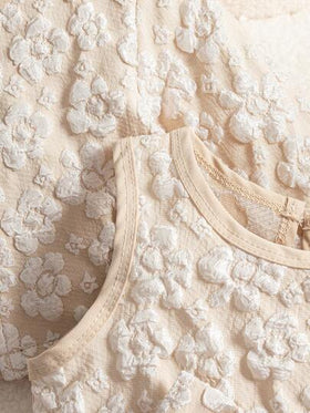 SHEIN مجموعة فستان وكارديجان للبنات الصغيرات 2 قطعة، فستان بتصميم جاكارد مع عقدة الفراشة أمامي وحاشية شبكية، وكارديجان بياقة مستديرة، تصميم بسيط وأنيق للخريف