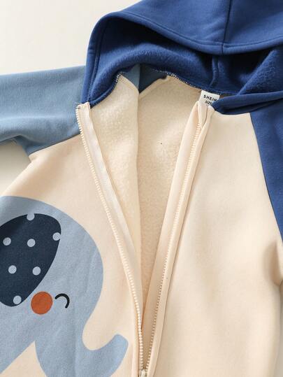 SHEIN جمبسوت رضيع ذات غطاء برسم الفيل، بطانة حرارية دافئة قطعة واحدة، جمبسوت كاجوال مريحة للاستخدام اليومي، مناسبة للداخل والخارج والتزلج والارتداء اليومي والرياضة والحفلات وتصوير الصور والمناسبات والكريسماس ورأس السنة