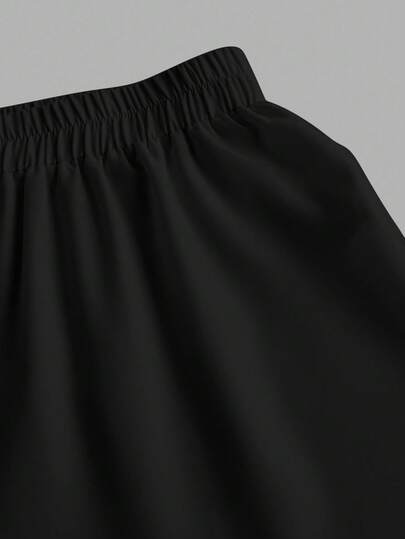 SHEIN EZwear بنطلون نسائي عادي واسع الساق مع تطريز بتصميم الحصان، مناسب للصيف والعطلات