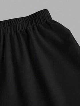 SHEIN EZwear بنطلون نسائي عادي واسع الساق مع تطريز بتصميم الحصان، مناسب للصيف والعطلات