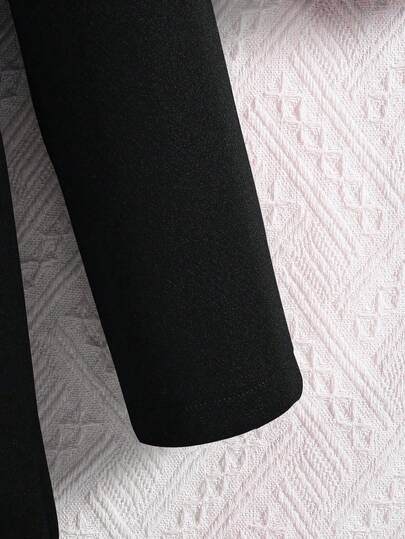 SHEIN معطف كاجوال ذو قلنسوة وأكمام طويلة مع تريم كشكش أحمر للفتيات المراهقات