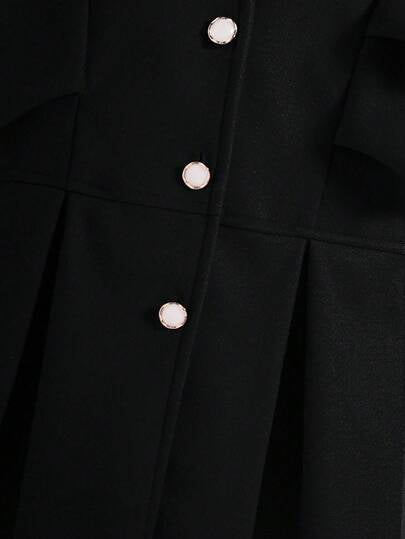 SHEIN معطف كاجوال ذو قلنسوة وأكمام طويلة مع تريم كشكش أحمر للفتيات المراهقات