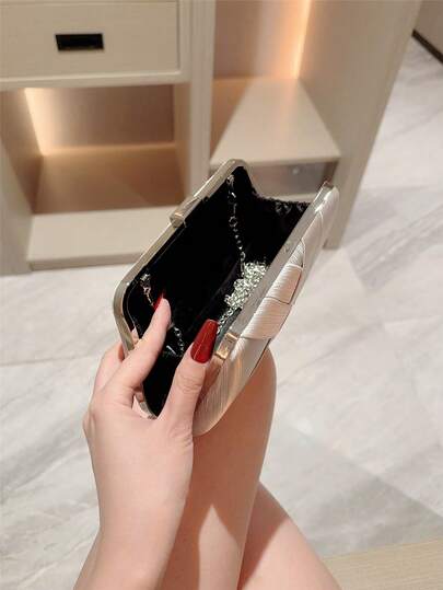 حقيبة مساء أنيقة ذات تصميم متقاطع كلاسيكي بشكل صندوق، حقيبة يد رسمية لحفلات الملابس الرسمية
