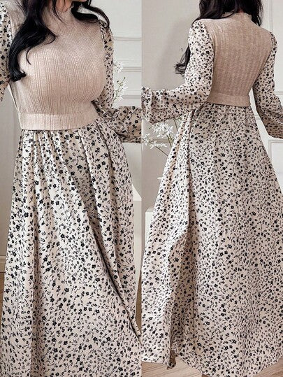 SHEIN فستان بأكمام منفوشة مزخرف بالكامل للبنات المراهقات للصيف والخريف، مناسب للارتداء اليومي والمدرسي في الصيف والخريف، متناسق مع الأم والابنة والأخوات