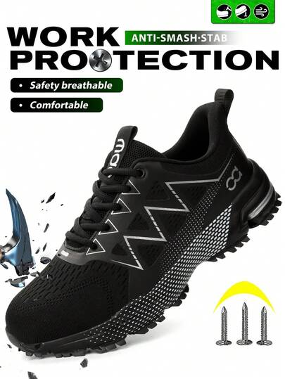 بوت عمل للرجال بوت أمان، بوت أمان خفيفة الوزن بنقاط حماية معدنية، بوت عمل للرجال مضادة للانزلاق وقابلة للتنفس، بوت تنزه للرجال، بوت عمل واقية متينة مناسبة لمواقع البناء والمستودعات والحدائق لجميع الفصول