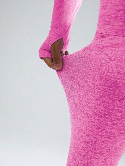 SHEIN طقم شابة مكون من 2 قطعة، توب بأكمام طويلة وتصميم ظهر مفرغ، وبنطلون ضيق ، ملابس كاجوال يومية مناسبة لجميع الفصول