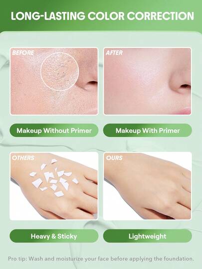 SHEGLAM Even Better برايمر مصحح للون-Green علامة تجارية جمال مكياج ميكب مستحضرات تجميل للنساء الفتيات مثالي لفصل الشتاء الربيع مثالي ل- Y2K أزياء أنيقة رمضان هدية حفلة جاهز أفضل لون
