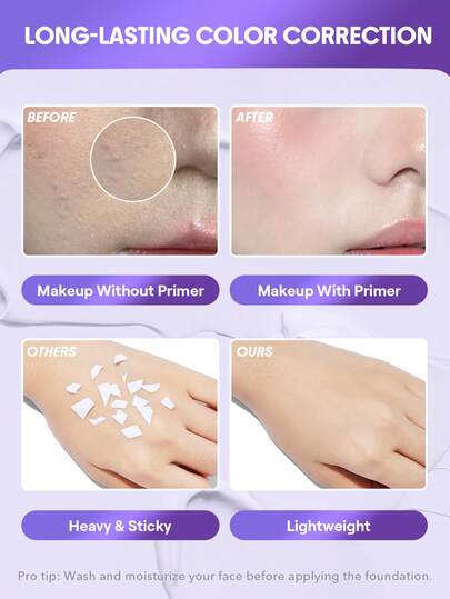 SHEGLAM Even Better برايمر مصحح للون-Purple علامة تجارية جمال مكياج ميكب مستحضرات تجميل للنساء الفتيات مثالي لفصل الشتاء الربيع مثالي ل- Y2K أزياء أنيقة رمضان هدية حفلة جاهز أفضل لون