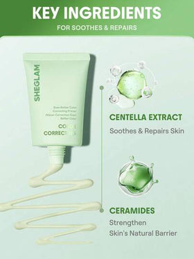 SHEGLAM Even Better برايمر مصحح للون-Green علامة تجارية جمال مكياج ميكب مستحضرات تجميل للنساء الفتيات مثالي لفصل الشتاء الربيع مثالي ل- Y2K أزياء أنيقة رمضان هدية حفلة جاهز أفضل لون