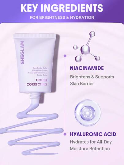 SHEGLAM Even Better برايمر مصحح للون-Purple علامة تجارية جمال مكياج ميكب مستحضرات تجميل للنساء الفتيات مثالي لفصل الشتاء الربيع مثالي ل- Y2K أزياء أنيقة رمضان هدية حفلة جاهز أفضل لون
