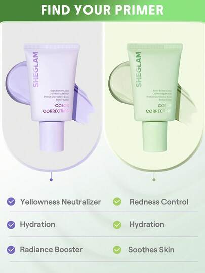SHEGLAM Even Better برايمر مصحح للون-Green علامة تجارية جمال مكياج ميكب مستحضرات تجميل للنساء الفتيات مثالي لفصل الشتاء الربيع مثالي ل- Y2K أزياء أنيقة رمضان هدية حفلة جاهز أفضل لون