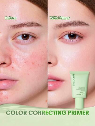 SHEGLAM Even Better برايمر مصحح للون-Green علامة تجارية جمال مكياج ميكب مستحضرات تجميل للنساء الفتيات مثالي لفصل الشتاء الربيع مثالي ل- Y2K أزياء أنيقة رمضان هدية حفلة جاهز أفضل لون