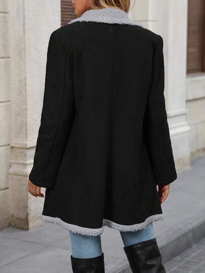 SHEIN Clasi معطف نسائي بسيط وكاجوال بأزرار أمامية وتصميم رقعي فضفاض مناسب للخريف والشتاء