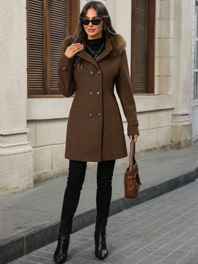 EMERY ROSE معطف نسائي بغطاء رأس وأكمام طويلة