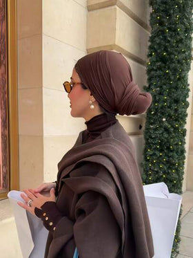 قطعة واحدة من الحجاب السهل للنساء، حجاب كلاسيكي فوري بلون أحادي، 3 طرق مختلفة للارتداء، وشاح رأس مرن وعملي، قماش موديال ناعم ومريح، مناسب للارتداء اليومي والرياضة واليوغا