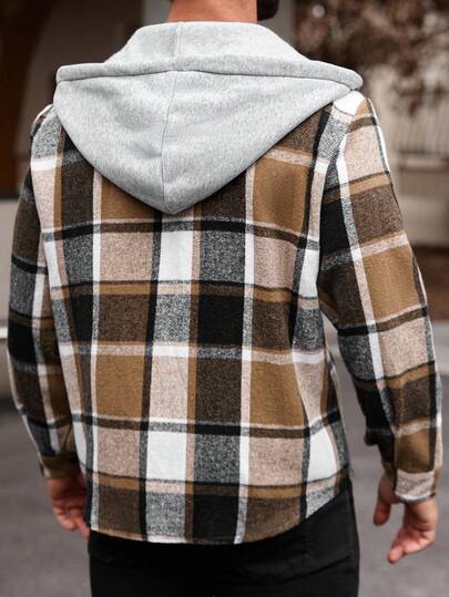 Manfinity Homme قميص رجالي كاجوال كبير الحجم بغطاء رأس مع سحاب، بدون تي شيرت، هدايا للحبيب
