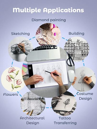 Teckwe طقم لوحة رسم بالليد، قابلة لضبط السطوع على 3 مستويات، لوحة رسم، صندوق ضوئي، مساعدات تعليمية، ألعاب للأطفال البنات والأولاد، هدايا لحفلات عيد الميلاد والعودة إلى المدرسة