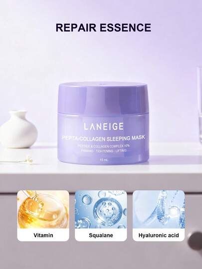 Laneige قناع نوم بيبتا-كولاجين - رفع وشد وتنشيط، حجم السفر - 15مل/0.5أونصة.