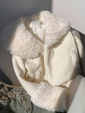 SHEIN EZwear معطف أبيض فضفاض طويل الأكمام نسائي، خريف/شتاء