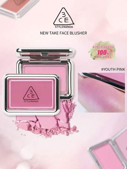 3CE بلاشر TAKE FACE #Youth Pink 4.5 جرام بنهاية مخملية - بلاشر قابل للمزج بسهولة، ملمس مسحوق حريري، سهل الاستخدام، لا يتكتل، يخلق نهاية طبيعية شبيهة بالبشرة، لون ناعم، طويل الأمد ومقاوم للبقع | مكياج كوري، مستحضرات تجميل كورية، طقم هدايا، 4.5 جرام/0.16 أو