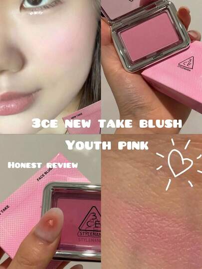 3CE بلاشر TAKE FACE #Youth Pink 4.5 جرام بنهاية مخملية - بلاشر قابل للمزج بسهولة، ملمس مسحوق حريري، سهل الاستخدام، لا يتكتل، يخلق نهاية طبيعية شبيهة بالبشرة، لون ناعم، طويل الأمد ومقاوم للبقع | مكياج كوري، مستحضرات تجميل كورية، طقم هدايا، 4.5 جرام/0.16 أو