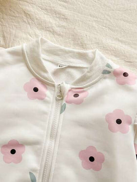 Vintaside Kids طقم جاكيت وبنطلون كاجوال مطبوع مناسب للفتاة في فصل الخريف/الشتاء، بياقة دائرية بتصميم بسيط وكاجوال، مناسب للتخييم والارتداء المنزلي، مريح وعملي لفصل الخريف، وظيفي وأنيق للوقت الحر في الخارج أو المنزل