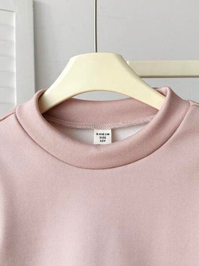 SHEIN قميص تي شيرت طويل الأكمام ذو رقبة عالية مبطن حراريًا للفتيات المراهقات، قطعة ناعمة ومريحة متعددة الاستخدامات، بلوزة ضيقة باللون الوردي للمراهقات