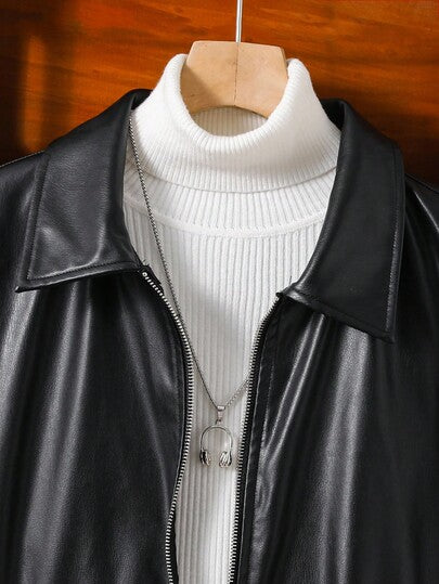 SHEIN جاكيت كاجوال فضفاضة ذات طوق للمراهقين الذكور