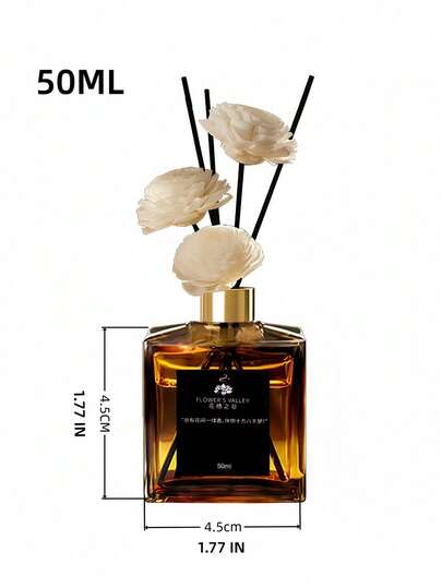 Cirelle 1 قطعة زجاجة 50 مل من الزهور المجففة والقصب لعطر الأرومثيرابي بدون نار، عطر دائم للمنزل وغرفة النوم والمكتب والحمام، ديكور معطر لأوقات الاسترخاء، فكرة هدية للمناسبات والأعياد