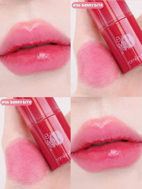 Rom&nd رومند BARE MOOL TINT #06 BERRY BITE، أحمر شفاه لامع، لون حيوي، طويل الأمد، MLBB (شفتي ولكن أفضل)، ملمس خفيف، مرطب وأحمر شفاه طويل الأمد، أداء لوني عالي، نهاية لامعة، نباتي، مكياج كوري، 4.5 جرام (0.16 أونصة)، هدية