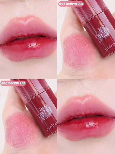 Rom&nd رومند BARE MOOL TINT #08 أحمر داكن، أحمر شفاه لامع، لون حيوي، طويل الأمد، MLBB (شفتي ولكن أفضل)، خفيف الوزن، مرطب وطويل الأمد، أداء لوني عالي، لامع، نباتي، جمال كوري، مستحضرات تجميل كورية، 4.5 جرام (0.16 أونصة)، هدية