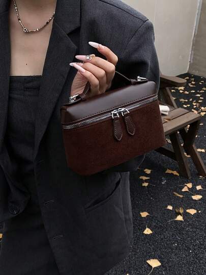 حقيبة مربعة صغيرة عصرية وأنيقة، قماش مخمل اصطناعي بطراز رجعي، مناسبة للفتيات والنساء وطالبات الجامعة والموظفات، مثالية للعمل والأعمال والتنقل والمدرسة وغيرها من المناسبات