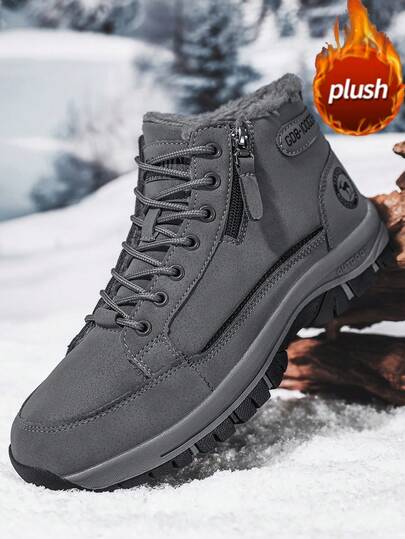 بوت جلدية عالية الكاحل للرجال، وصول جديد للخريف/الشتاء، بطانة حرارية، سميكة الأرضية، زيادة في الارتفاع، مانعة للانزلاق، متينة، برؤوس مستديرة، بنظام ربط، سحاب جانبي، بوت رجالية، متوسطة الكاحل، موضة، خارجي، حفلات، أسلوب الشارع، بوت رحلات خارجية للرجال، جلدي