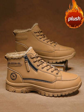 بوت جلدية عالية الكاحل للرجال، وصول جديد للخريف/الشتاء، بطانة حرارية، سميكة الأرضية، زيادة في الارتفاع، مانعة للانزلاق، متينة، برؤوس مستديرة، نوع رباط، سحاب جانبي، بوت رجالية، متوسطة الكاحل، موضة، خارجي، حفلات، أسلوب الشارع، بوت تنزه رجالية، جلدية، مقاومة