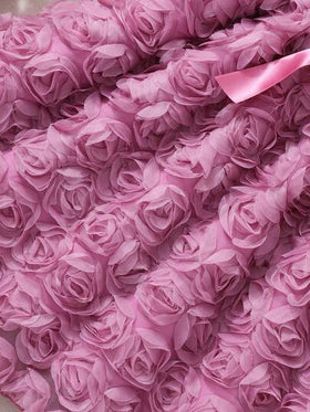 SHEIN فستان أنيق للبنات مزين بأكمام من اللؤلؤ وزهور ثلاثية الأبعاد مع حزام، صيفي