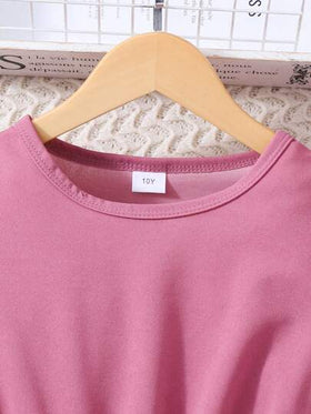 SHEIN فستان أنيق للبنات مزين بأكمام من اللؤلؤ وزهور ثلاثية الأبعاد مع حزام، صيفي