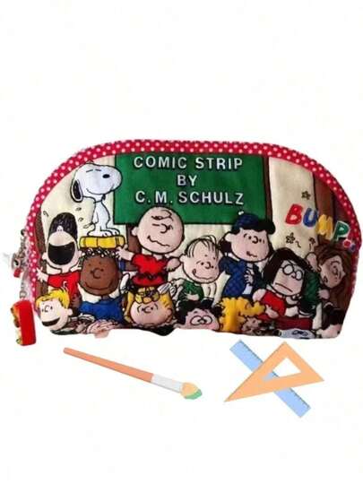 SNOOPY 1 قطعة حافظة أقلام كرتون سنوبي جميلة وبسيطة، حقيبة قرطاسية، حقيبة مستحضرات تجميل، محفظة عملات معدنية، حقيبة يد، هدية عيد الميلاد، ديكور عيد الميلاد