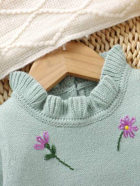 SHEIN Vintaside Kids مجموعة طفل بيج 2 قطعة: رومبير رومبر مطرزة بياقة دانتيل + قبعة، تصميم أنيق وحلو