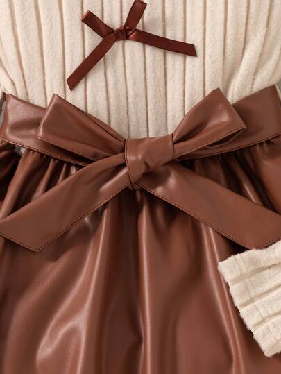 SHEIN فستان بياقة طاقم وأكمام طويلة من الأريب المحبوك مع تصميم زهري على الذيل، لطيف وأنثوي، للخريف قطعة واحدة