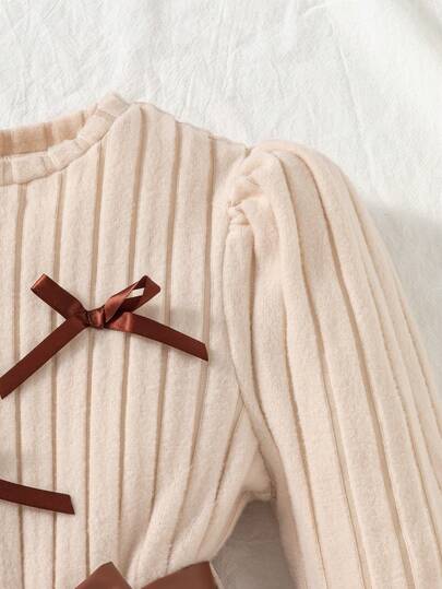 SHEIN فستان بياقة طاقم وأكمام طويلة من الأريب المحبوك مع تصميم زهري على الذيل، لطيف وأنثوي، للخريف قطعة واحدة