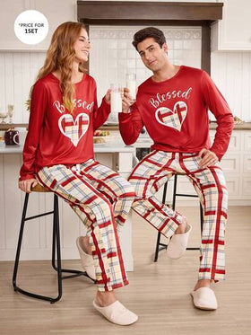 CoupledUp طقم ملابس رياضية للرجال بتصميم قلب مربع وألوان متباينة، بأكمام طويلة وبنطال، ملابس شتوية