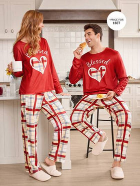 CoupledUp طقم ملابس رياضية للرجال بتصميم قلب مربع وألوان متباينة، بأكمام طويلة وبنطال، ملابس شتوية