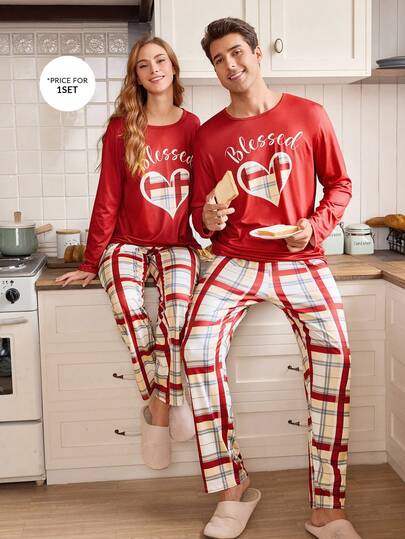 CoupledUp طقم ملابس رياضية للرجال بتصميم قلب مربع وألوان متباينة، بأكمام طويلة وبنطال، ملابس شتوية