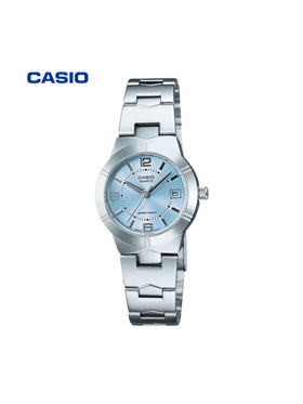 Casio ساعة كاسيو للنساء، قرص أزرق، سوار من الفولاذ المقاوم للصدأ، حالة دائرية، كوارتز تناظري، مقاوم للماء، ساعة كاسوال يومية للنساء والفتيات.