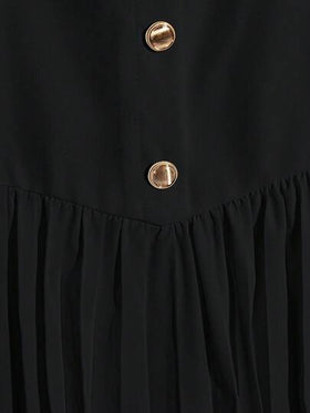 Franclia تنورة خط A ذات إغلاق بأزرار وطيات أنيقة باللون الأحادي، للربيع/الصيف