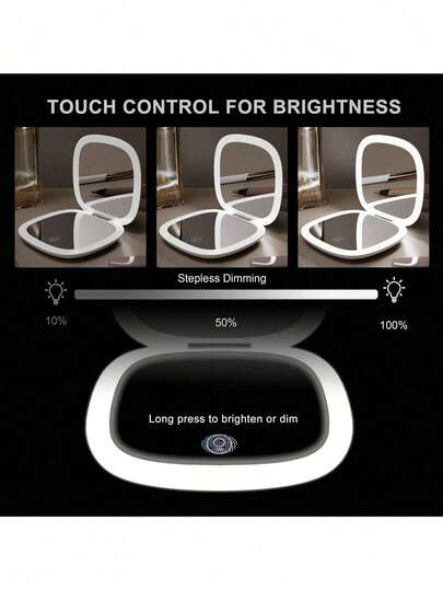 هذا مرآة المكياج بإضاءة LED مزودة ببطارية ليثيوم، لها 3 أوضاع لون و وظيفة تكبير 1X/2X، ويمكن وضعها بسهولة في حقيبة اليد أو الجيب. إنها ضرورية للسفر وتشكل هدية ممتازة لعيد الميلاد والتخرج والحفلات وعيد الحب وعيد الميلاد للنساء.