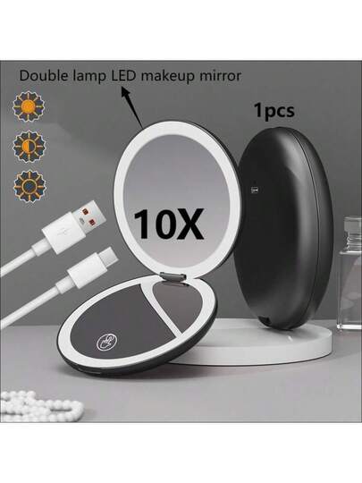 هذا مرآة المكياج بإضاءة LED مزودة ببطارية ليثيوم، لها 3 أوضاع لون و وظيفة تكبير 1X/2X، ويمكن وضعها بسهولة في حقيبة اليد أو الجيب. إنها ضرورية للسفر وتشكل هدية ممتازة لعيد الميلاد والتخرج والحفلات وعيد الحب وعيد الميلاد للنساء.