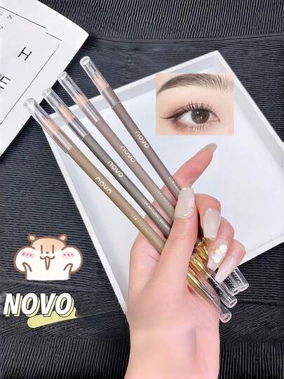 NOVO قلم حواجب مقاوم للماء ومقاوم للعرق وطويل الأمد بطرف دقيق، مناسب للاستخدام اليومي والسفر والخارج والهدايا وماكياج رأس السنة والمستحضرات الجمالية الأنيقة والتخرج والحفلات